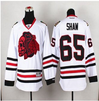 Chicago Blackhawks #65 Andrew Shaw White(Red Skull) Stitched NHL Jersey