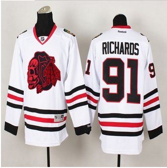 Chicago Blackhawks #91 Brad Richards White(Red Skull) Stitched NHL Jersey