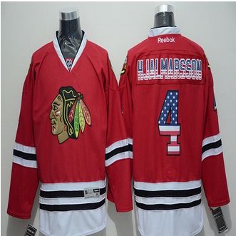Chicago Blackhawks #4 Niklas Hjalmarsson Red USA Flag Fashion Stitched NHL Jersey