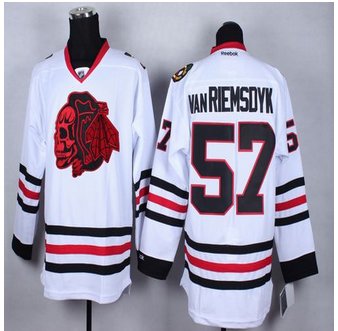 Chicago Blackhawks #57 Trevor Van Riemsdyk White(Red Skull) Stitched NHL Jersey