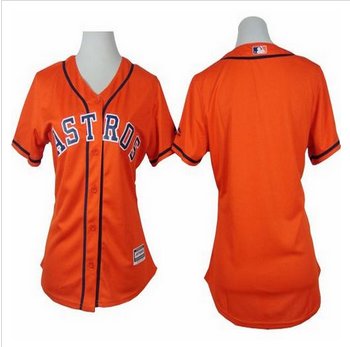 Women Astros Blank Orange Alternate Stitched Baseball Jersey