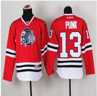 Youth Chicago Blackhawks #13 Punk Red(White Skull) Stitched NHL Jersey