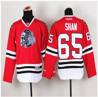 Youth Chicago Blackhawks #65 Andrew Shaw Red(White Skull) Stitched NHL Jersey