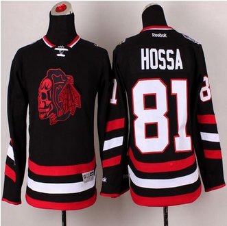 Youth Chicago Blackhawks #81 Marian Hossa Black(Red Skull) 2014 Stadium Series Stitched NHL jersey