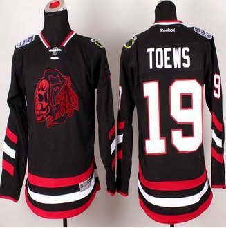 Youth Chicago Blackhawks #19 Jonathan Toews Black(Red Skull) 2014 Stadium Series Stitched NHL Jersey
