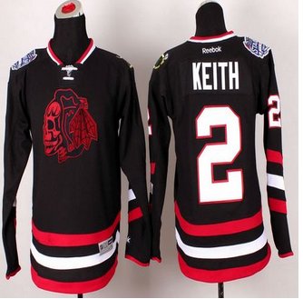 Youth NHL Chicago Blackhawks #2 Duncan Keith Black(Red Skull) 2014 Stadium Series Stitched Jersey
