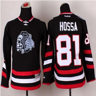 Youth Chicago Blackhawks #81 Marian Hossa Black(White Skull) 2014 Stadium Series Stitched NHL Jersey