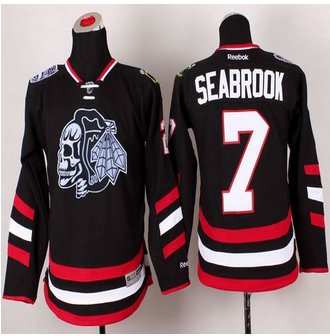 Youth Chicago Blackhawks #7 Brent Seabrook Black(White Skull) 2014 Stadium Series Stitched NHL Jersey