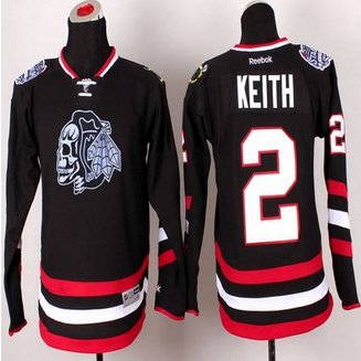 Youth Chicago Blackhawks #2 Duncan Keith Black(White Skull) 2014 Stadium Series Stitched NHL Jersey