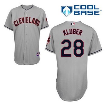 Cleveland Indians #28 Corey Kluber Grey Cool Base Stitched Baseball Jersey