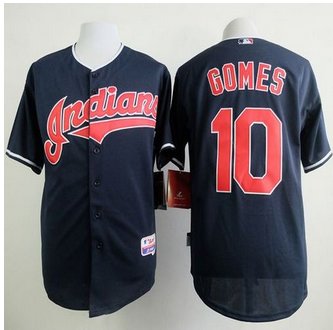 Cleveland Indians #10 Yan Gomes Navy Blue Cool Base Stitched Baseball Jersey