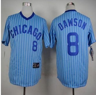 Chicago Cubs #8 Andre Dawson Blue(White Strip) Cooperstown Throwback Stitched Baseball Jersey