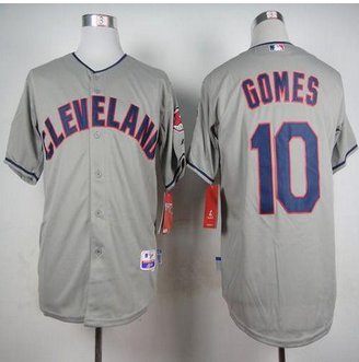 Cleveland Indians #10 Yan Gomes Grey Cool Base Stitched Baseball Jersey