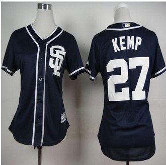 Women San Diego Padres #27 Matt Kemp Navy Blue Alternate 1 Women's Stitched Baseball jersey