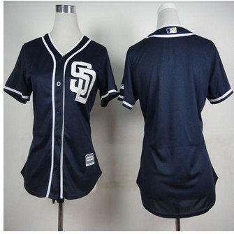 Women Padres Blank Navy Blue Alternate 1 Women's Stitched Baseball jersey