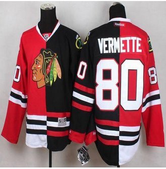 Chicago Blackhawks #80 Antoine Vermette Red Black Split Stitched NHL Jersey