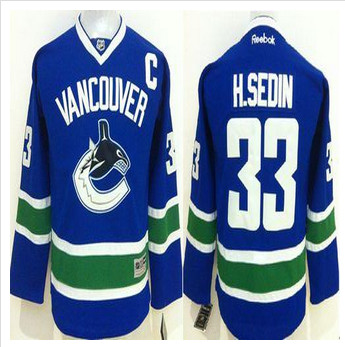 Youth Vancouver Canucks#33 Henrik Sedin Blue Stitched NHL Jersey