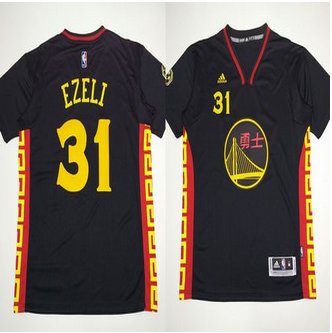 Golden State Warrlors #31 Festus Ezeli Black Slate Chinese New Year Stitched NBA Jersey
