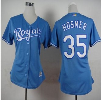 Women Kansas City Royals #35 Eric Hosmer Light Blue Alternate 1 Stitched Baseball Jersey