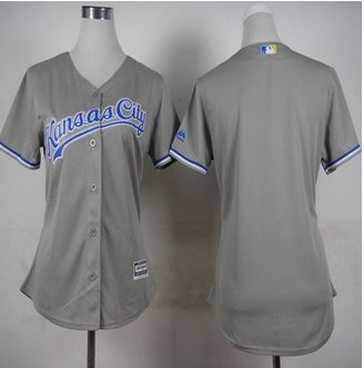 Women Kansas City Royals Blank Grey Road Stitched Baseball Jersey