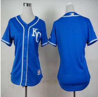 Women Kansas City Royals Blank Blue Alternate 2 Stitched Baseball Jersey