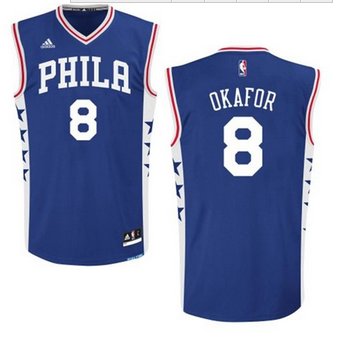 Philadelphia 76ers #8 Jahlil Okafor Blue Stitched NBA Jersey