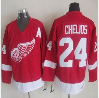 Detroit Red Wings #24 Chris Chelios Red CCM Throwback Stitched NHL Jersey Detroit Red Wings #24 Chris Chelios Red CCM Throwback Stitched NHL Jersey