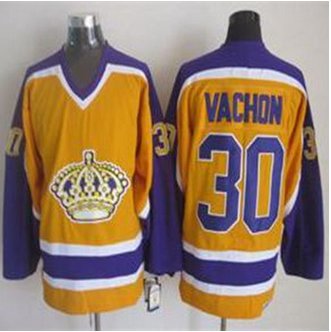 Los Angeles Kings #30 Rogie Vachon Yellow CCM Throwback Stitched NHL Jersey
