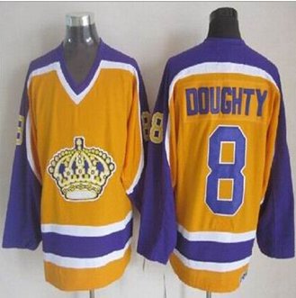 Los Angeles Kings #8 Drew Doughty Yellow CCM Throwback Stitched NHL Jersey