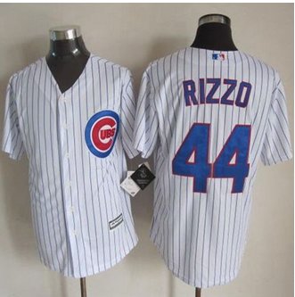 Chicago Cubs #44 Anthony Rizzo New White Strip Cool Base Stitched Baseball Jersey