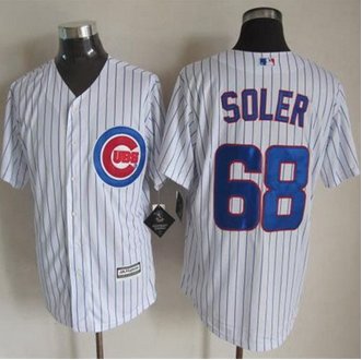Chicago Cubs #68 Jorge Soler New White Strip Cool Base Stitched Baseball Jersey