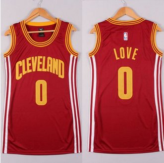 Women Cleveland Cavaliers #0 Kevin Love Red Dress Stitched NBA Jersey