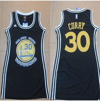 Women Golden State Warrlors #30 Stephen Curry Black Dress Stitched NBA Jersey