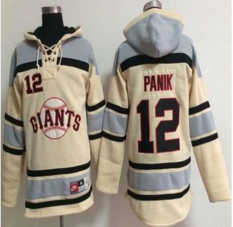 San Francisco Giants #12 Joe Panik Cream Sawyer Hooded Sweatshirt Baseball Hoodie