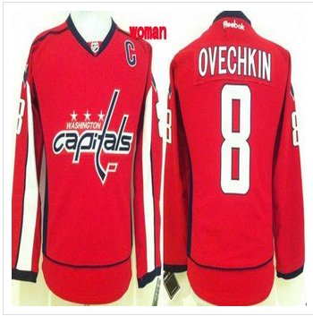 Women Washington Capitals #8 Alex Ovechkin Red Home Stitched NHL Jersey
