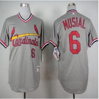 St. Louis Cardinals #6 Stan Musial Grey 1978 Turn Back The Clock Stitched Baseball Jersey
