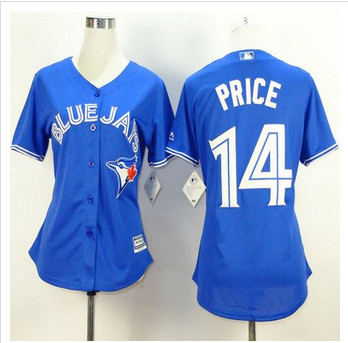 Women Toronto Blue Jays #14 David Price Blue Alternate Stitched Baseball Jersey