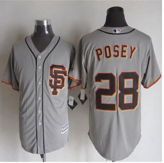San Francisco Giants #28 Buster Posey Grey Road 2 New Cool Base Stitched Baseball Jersey