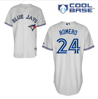 Toronto Blue Jays #24 Ricky Romero White Road Cool Base Stitched Baseball Jersey