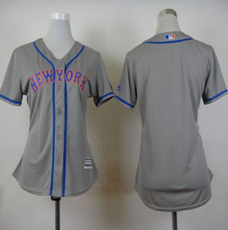 Women New York Mets Blank Grey Road Stitched Baseball Jersey