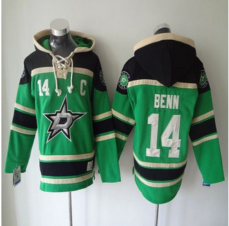 Dallas Stars #14 Jamie Benn Green Sawyer Hooded Sweatshirt Stitched NHL Jersey