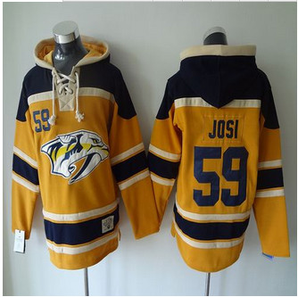 Nashville Predators #59 Roman Josi Yellow Sawyer Hooded Sweatshirt Stitched NHL Jersey Nashville Predators #59 Roman Josi Yellow Sawyer Hooded Sweatshirt Stitched NHL Jersey