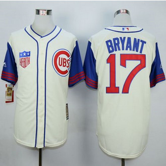 Chicago Cubs #17 Kris Bryant Cream Blue 1942 Turn Back The Clock Stitched Baseball Jersey