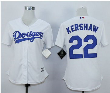 Women Dodgers #22 Clayton Kershaw White Fashion Stitched MLB Jersey