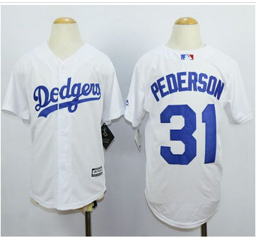 Youth Dodgers #31 Joc Pederson White Cool Base Stitched MLB Jersey