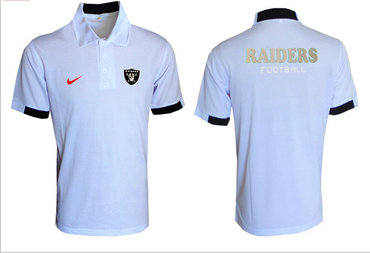 Oakland Raiders  White Team Issue Performance Polo