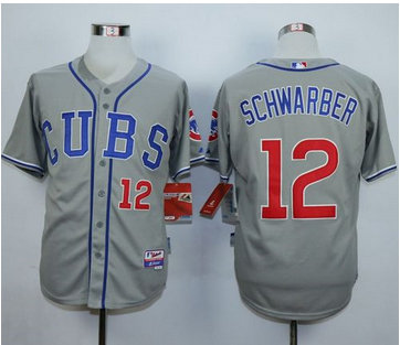Chicago Cubs #12 Kyle Schwarber Grey Cool Base Stitched MLB Jersey