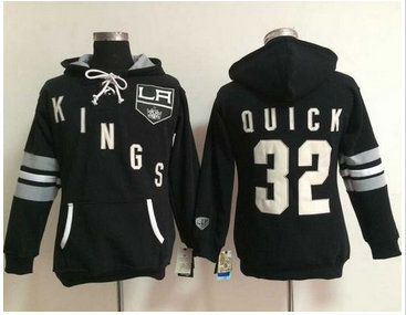 Women Los Angeles Kings #32 Jonathan Quick Black Old Time Heidi Hoodie