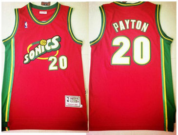 Oklahoma City Thunder #20 Gary Payton Red SuperSonics Throwback Stitched NBA Jersey