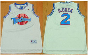 Space Jam Tune Squad #2 Daffy Duck White Stitched NBA Jersey